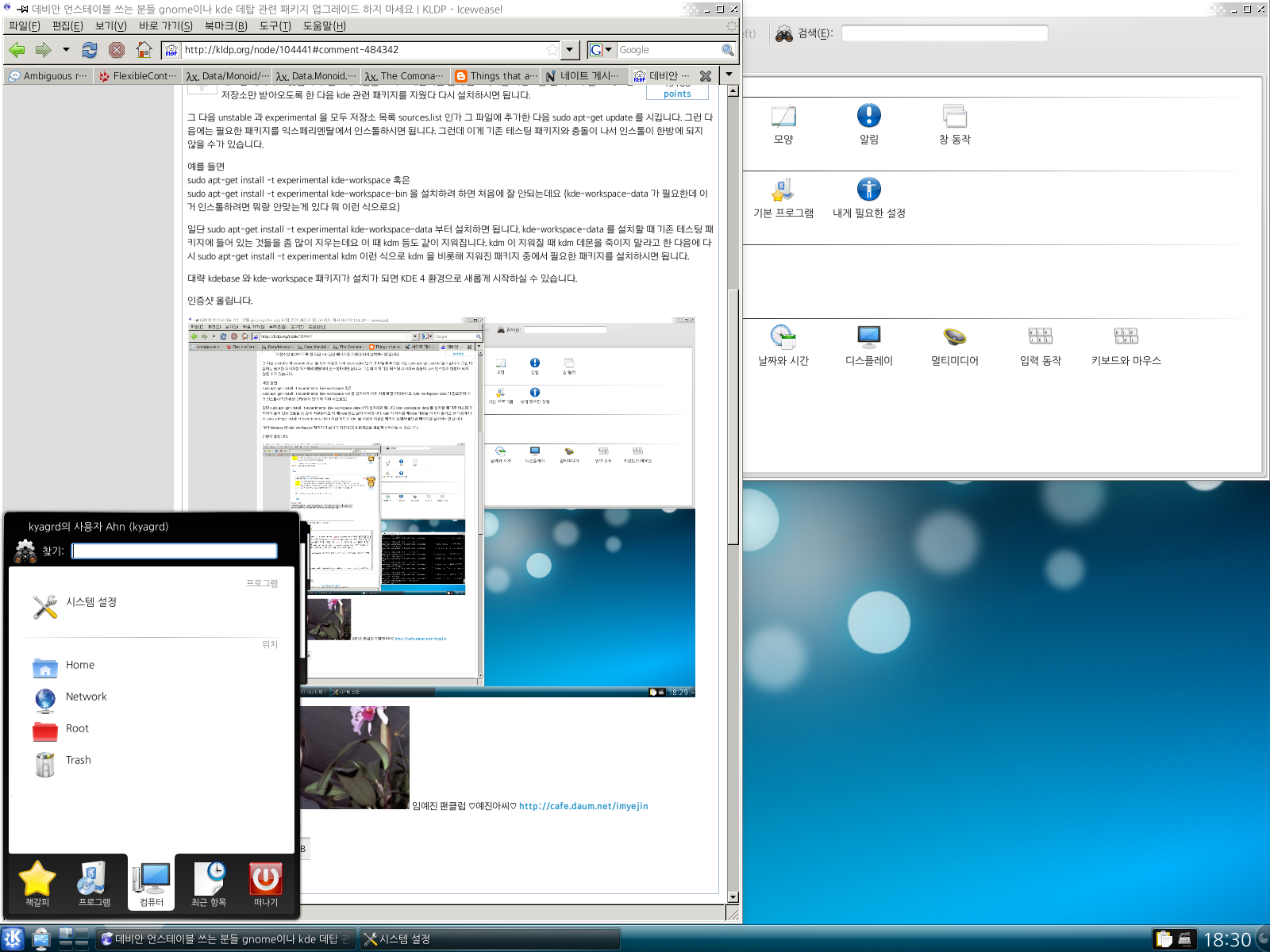 데비안 KDE4 인증샷